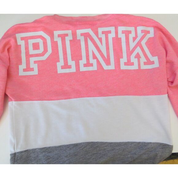 Victoria's Secret PINK Oversized Varsity Crew Fleece Small  EUC - Picture 2 of 9